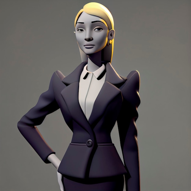 Businesswoman character in suit 3d