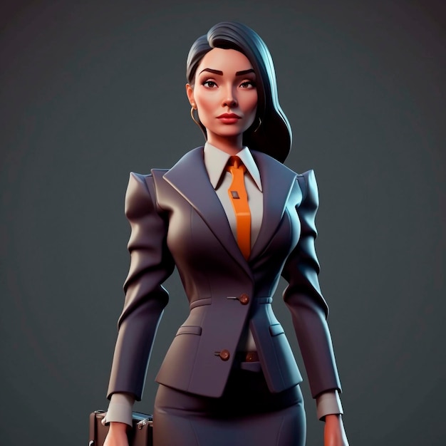 Businesswoman character in suit 3d