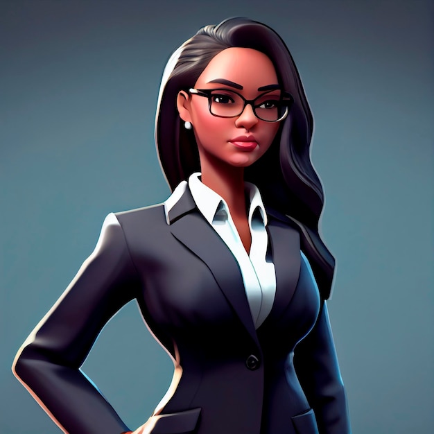 Businesswoman character in suit 3d