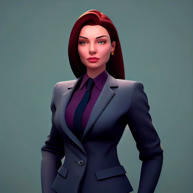 Businesswoman character in suit 3d