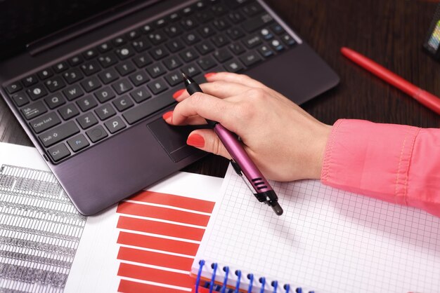 Businesswoman checking budget