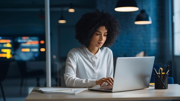 Photo businesswoman checking data