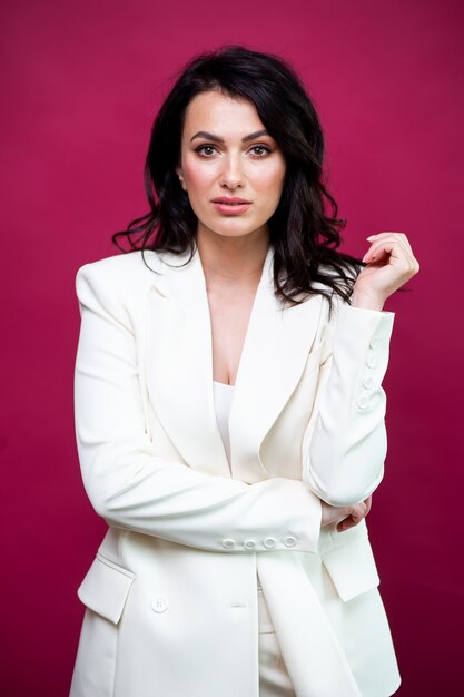 Businesswoman cheerful wearing formal outfit smiling and posing  