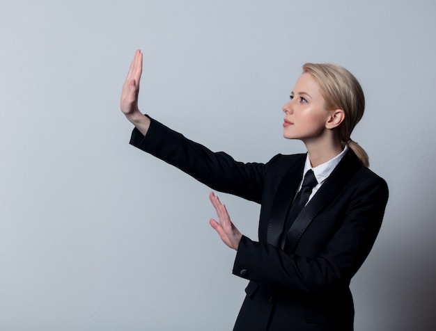 Businesswoman in a classic black business suit