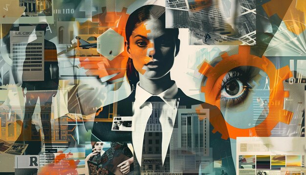 Businesswoman collage art