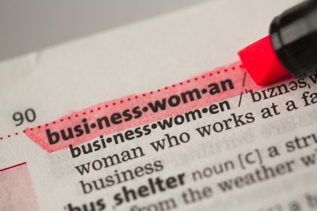 Businesswoman definition highlighted in red