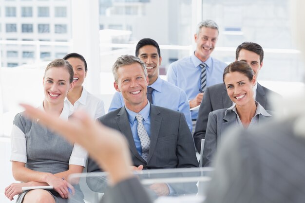 Businesswoman doing speech during meeting 