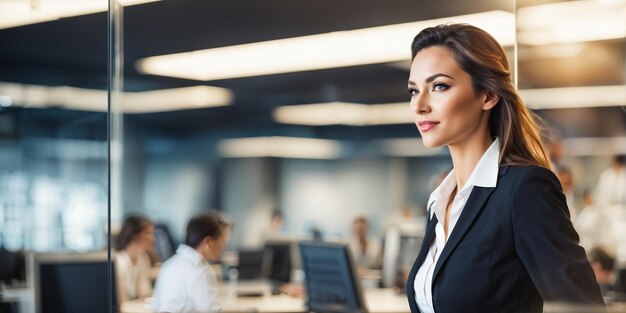 A businesswoman elegantly poised with speed motion blur effect highlighting movement