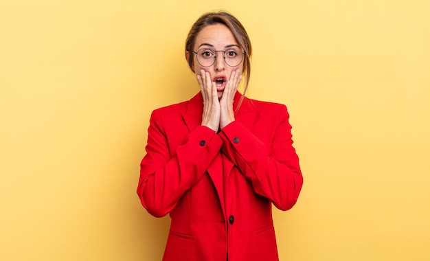 Businesswoman feeling shocked and scared