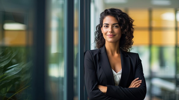 Photo businesswoman in formal suit smiling confident successful career woman