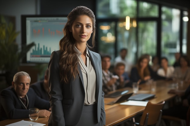 Businesswoman giving a presentation in a business meeting