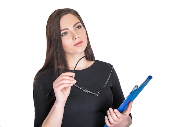  businesswoman in glasses with folder