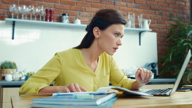 Businesswoman having problem with project Woman taking break from work at home