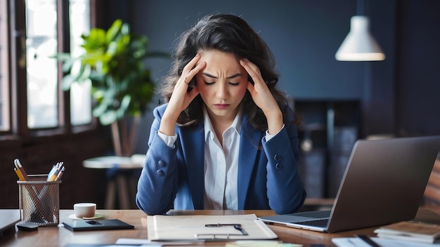 Businesswoman having stress in the office