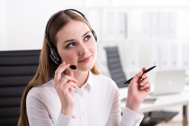 Businesswoman in headphones