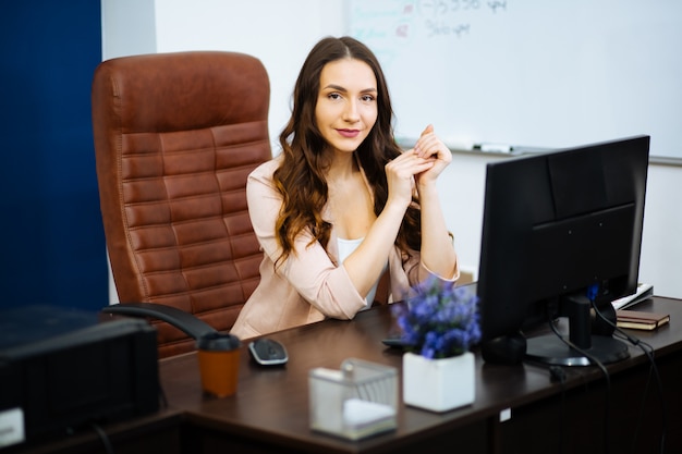 businesswoman at her desk in the office