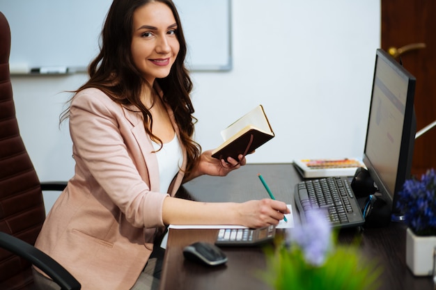 businesswoman at her desk in the office