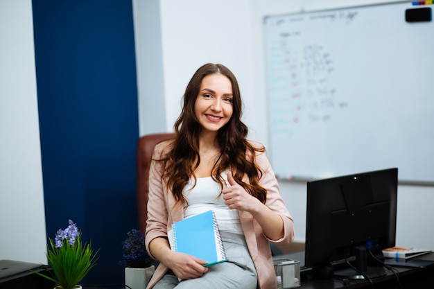 businesswoman at her desk in the office