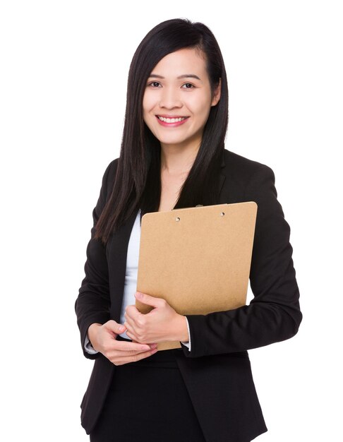 Businesswoman hold with clipboard