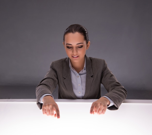 Businesswoman holding hands in business concept