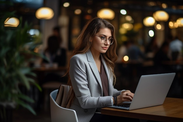 Businesswoman is using laptop at the offic