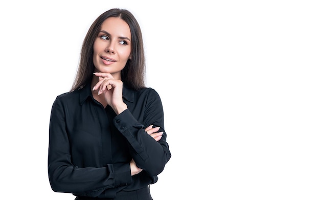 Businesswoman isolated on white background copy space advertisement