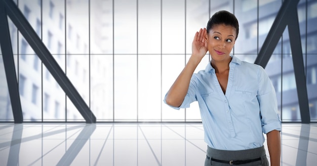 Businesswoman listening in city office