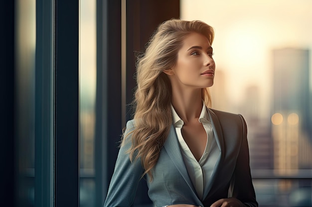 A businesswoman looking away Career success concept