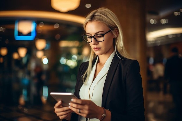 Businesswoman lookint at the phone