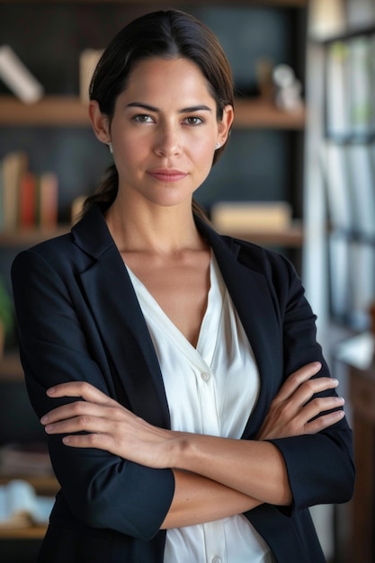 Photo businesswoman in office portrait generative ai