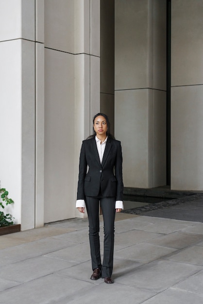 Businesswoman posing outdoors