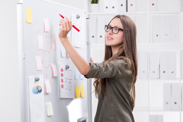 Businesswoman preparing for corporate meeting