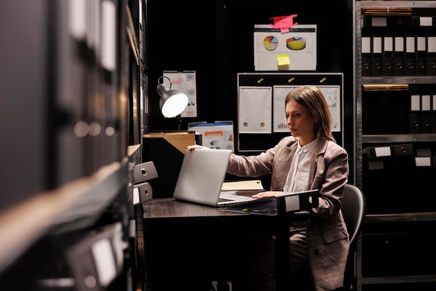 Businesswoman preparing to leave office