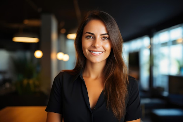 Businesswoman's Positive Vibes in Office