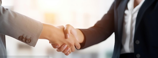 A businesswoman shaking hands with other business people representing the concept of successful business