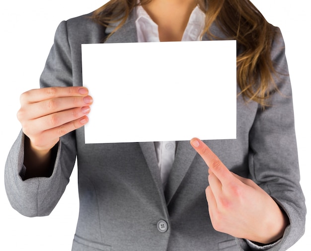 Businesswoman showing a blank card