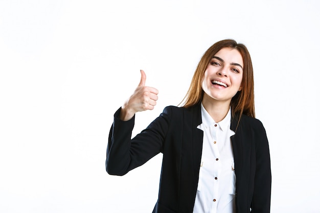 Businesswoman Shows Thumb Up Sign