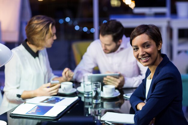 Businesswoman smiling in office