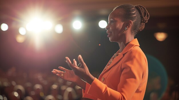 Photo businesswoman speaking