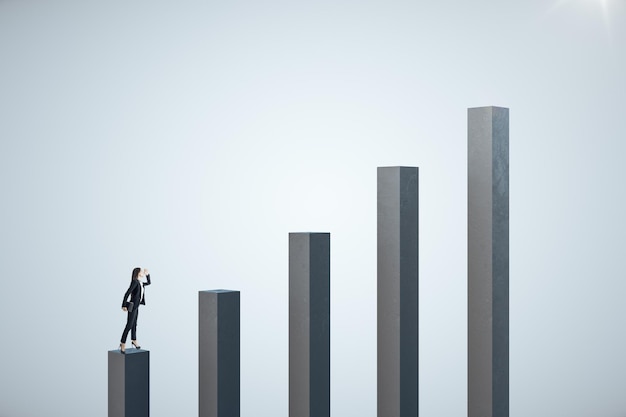 Businesswoman standing on stock chart