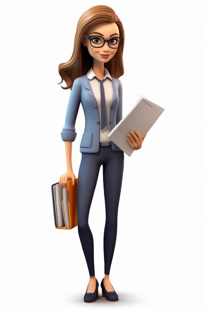 Businesswoman in suit holding a folder full of documents