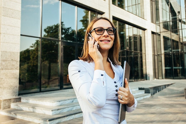 Businesswoman talking on cellphone