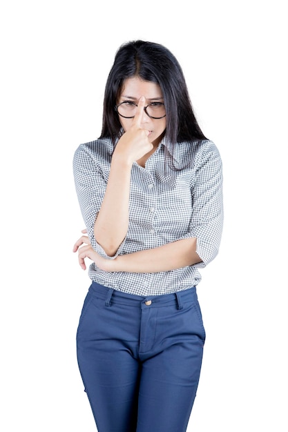 Businesswoman trying to think an idea on studio