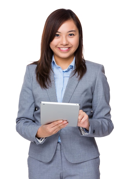 Businesswoman use of the digital tablet pc