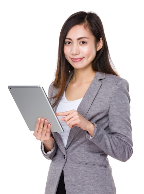 Businesswoman use of the tablet pc