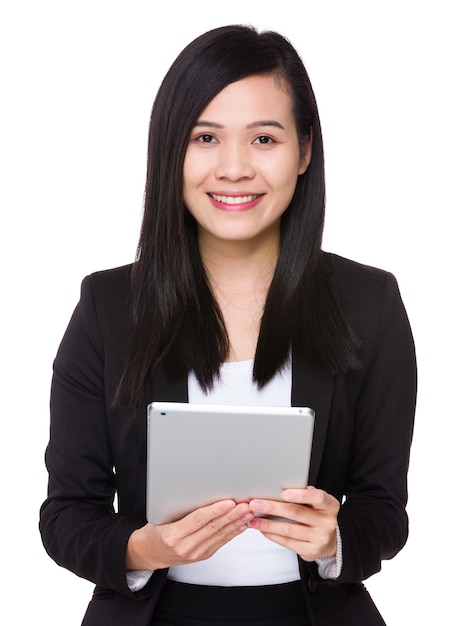 Businesswoman use of the tablet pc