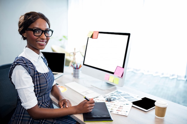 Businesswoman using a computer