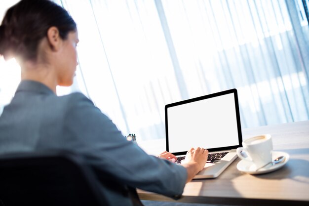 Businesswoman using a computer