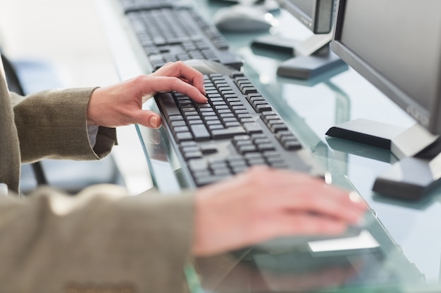 Businesswoman using computers