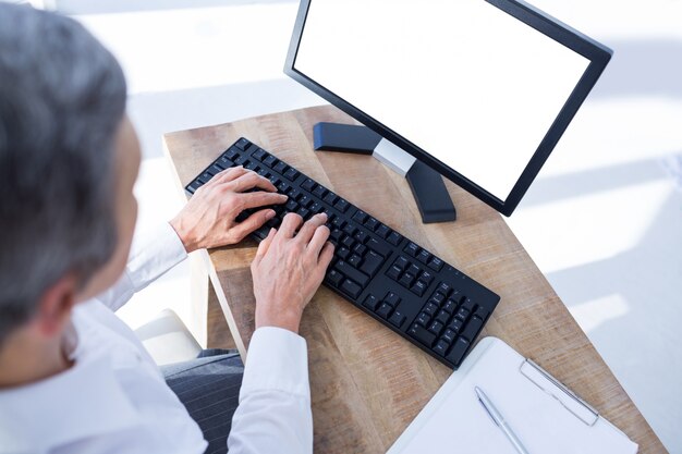 A businesswoman using her computer 